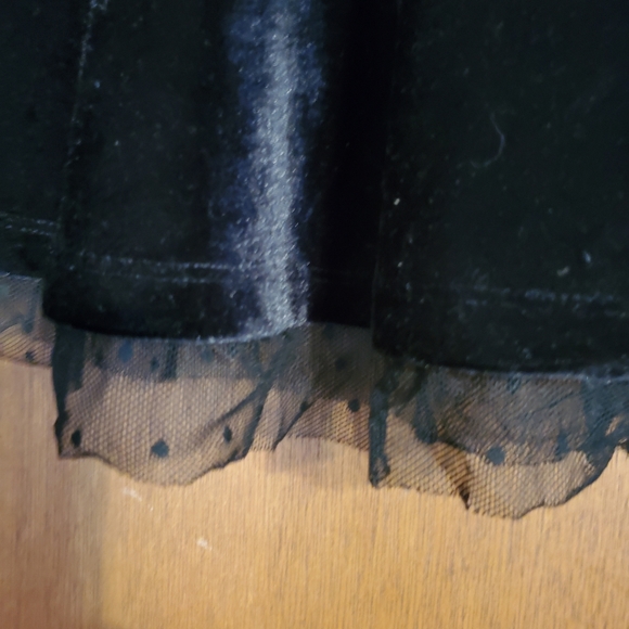 Velvet peplum top with mesh insert - Picture 7 of 8